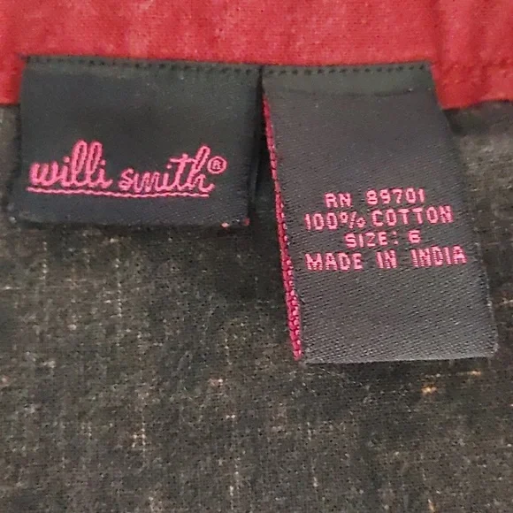 Willi Smith Maxi Skirt Sz 6 Black & Red Indian Sari-Style W/ Embroidered Mirrors - Picture 2 of 11